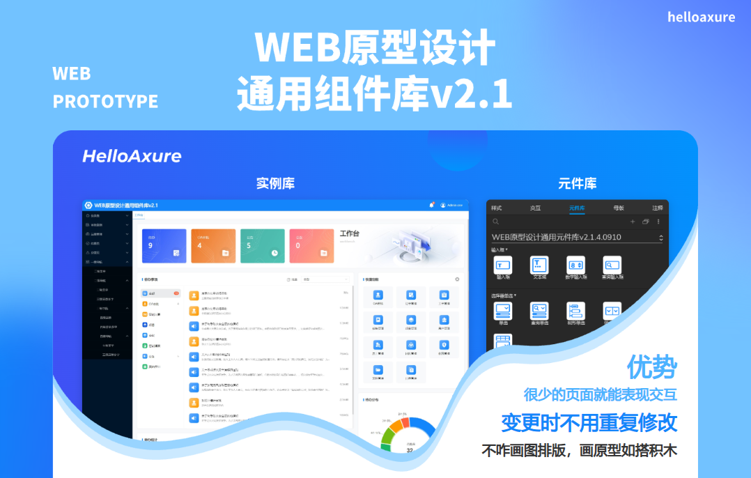 WEB 原型设计通用组件库 v2.1：AI Agent 时代仍有价值的纯离线 Axure 资源封面