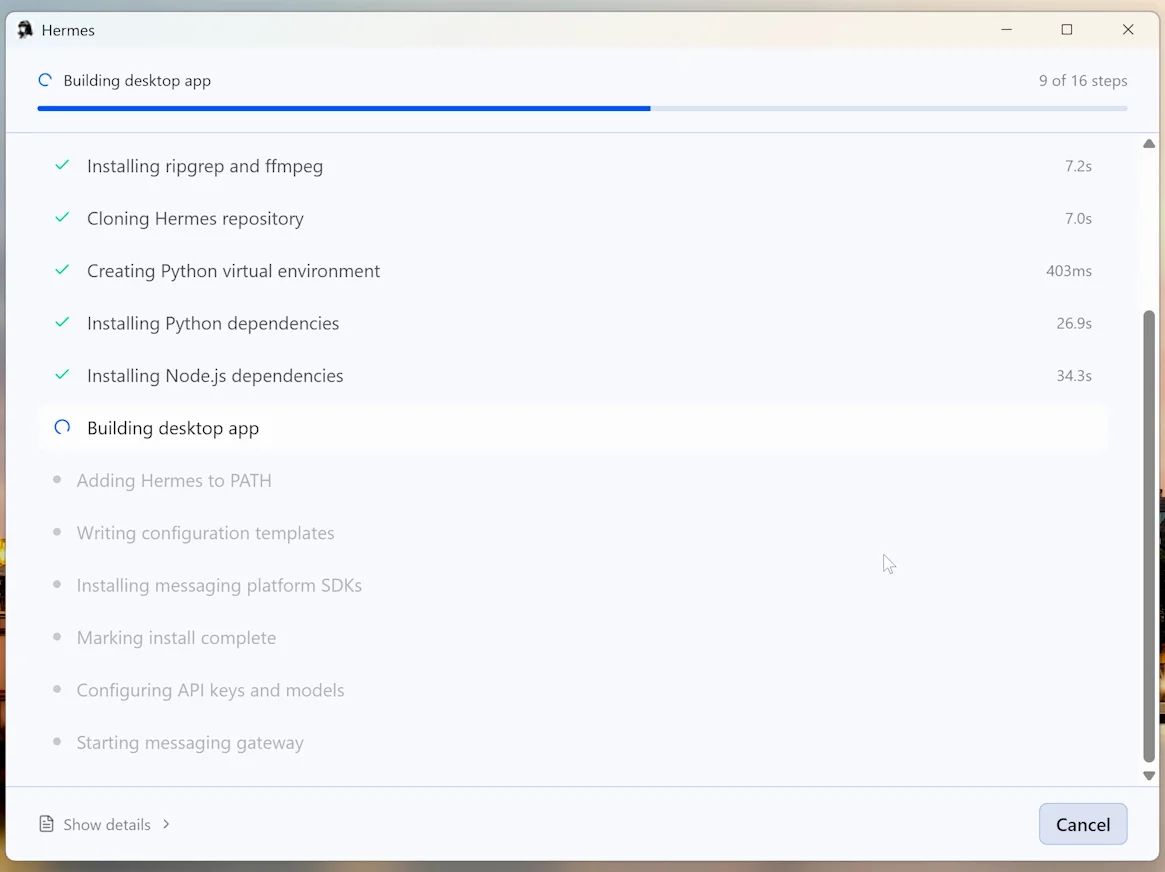 图 1：Hermes Desktop 安装器界面