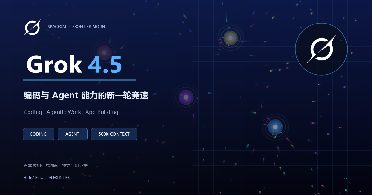 Grok 4.5 转向编码与 Agent：速度、成本和真实应用生成能力究竟如何封面